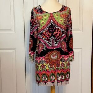 Kate & Mallory Paisley Tunic Top Dress Long Sleeve Large